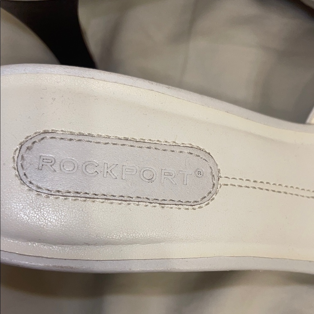 Rockport White Heeled Mules with Buckle - Picture 9 of 10